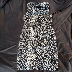 Talbots Black and White Animal Print Midi Dress